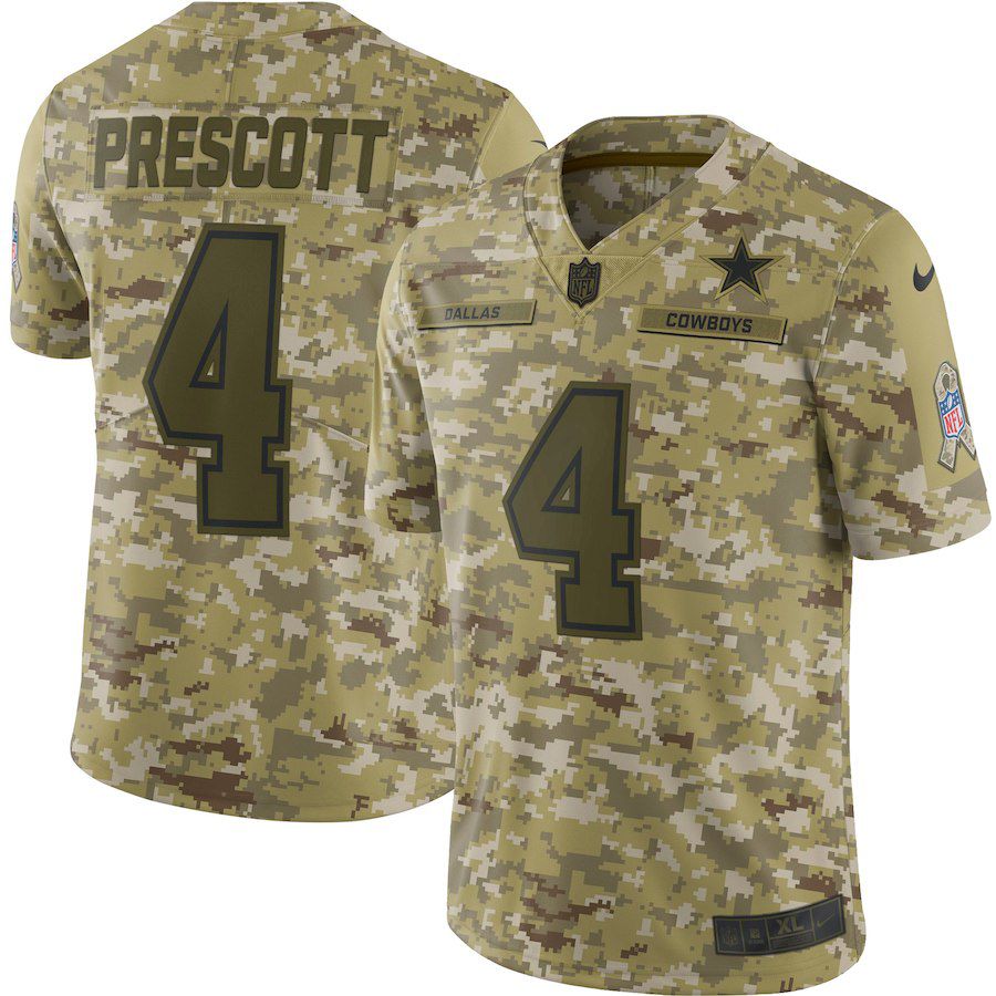 Men Dallas cowboys #4 Prescott Nike Camo Salute to Service Retired Player Limited NFL Jerseys->detroit lions->NFL Jersey